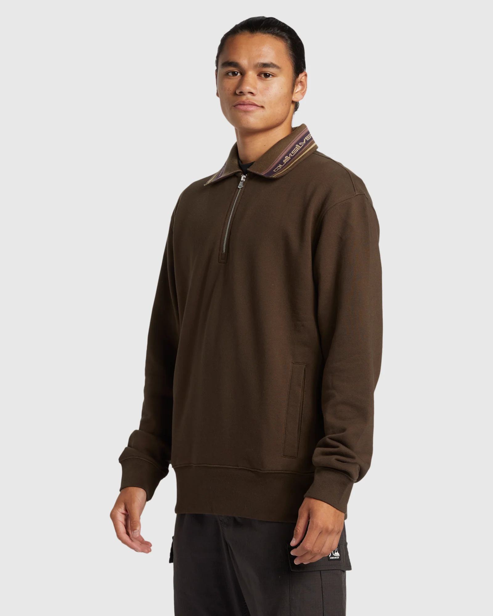 Mens Collared Half Zip Pullover Sweatshirt - Image 2