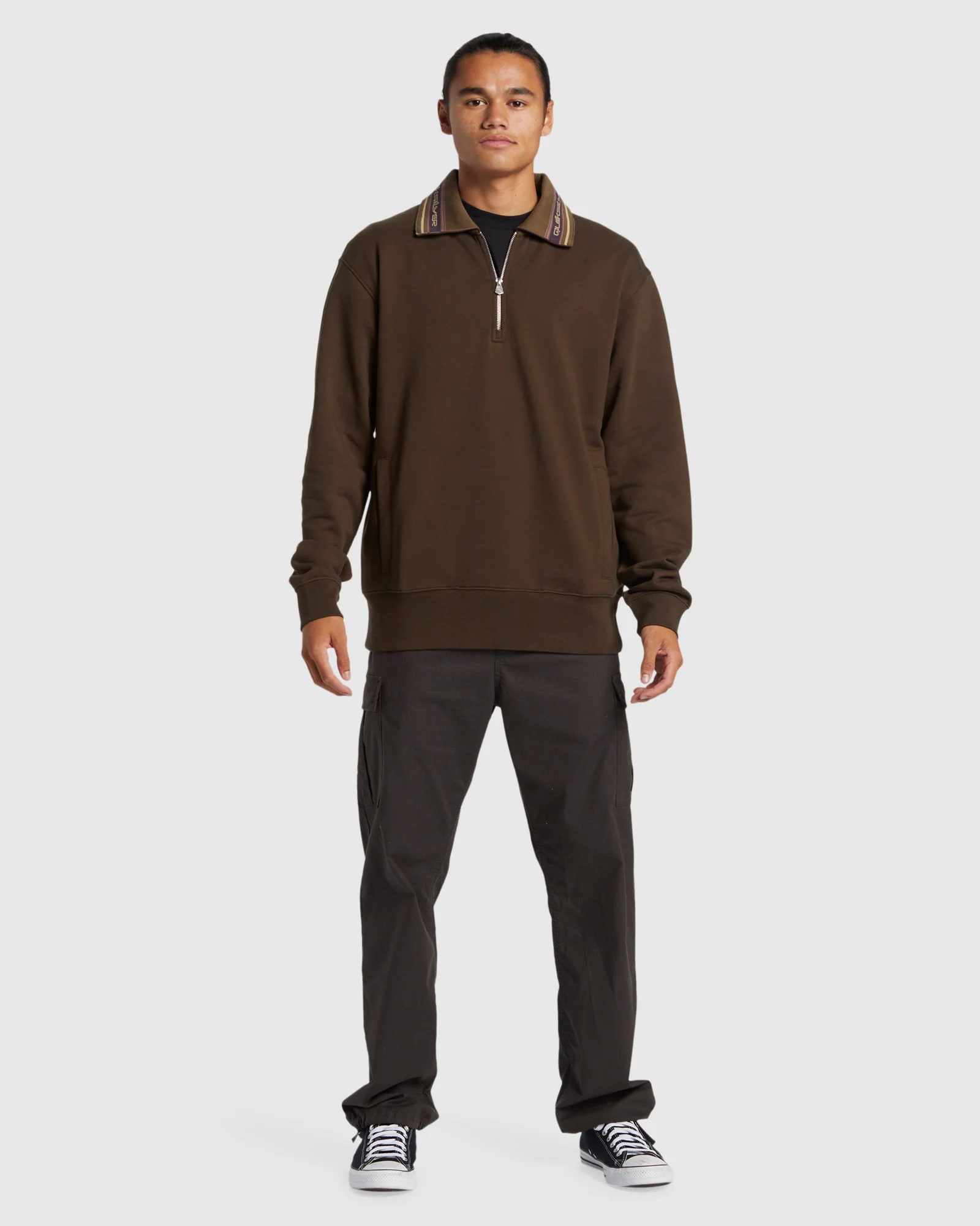 Mens Collared Half Zip Pullover Sweatshirt - Image 5