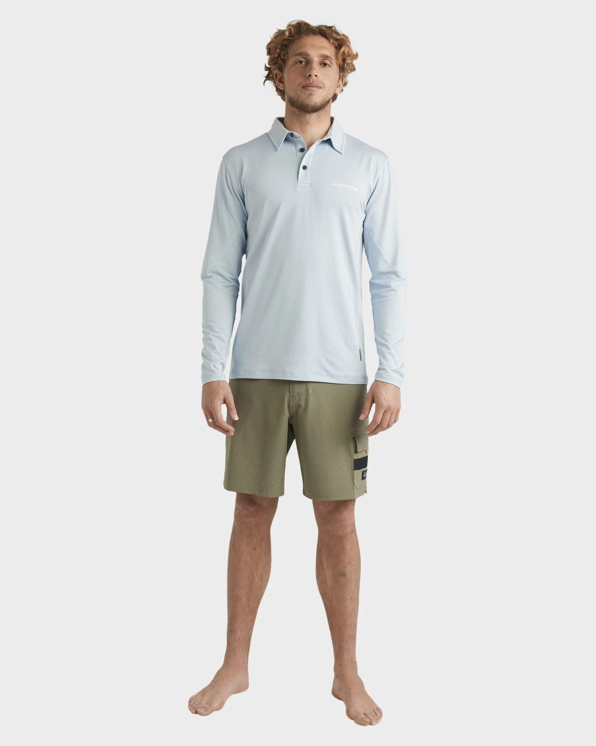 Mens Baitball Polo Long Sleeve Surf Shirt - Image 7