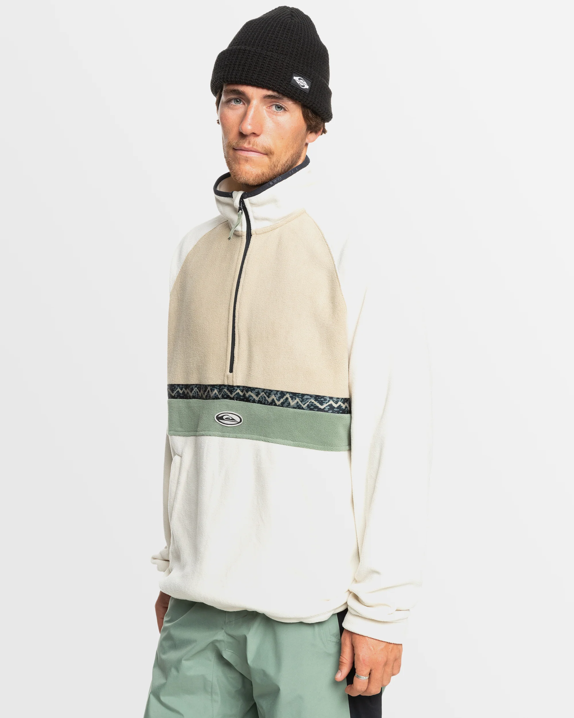 Mens Champagne Powder Half Zip Sweatshirt - Image 2