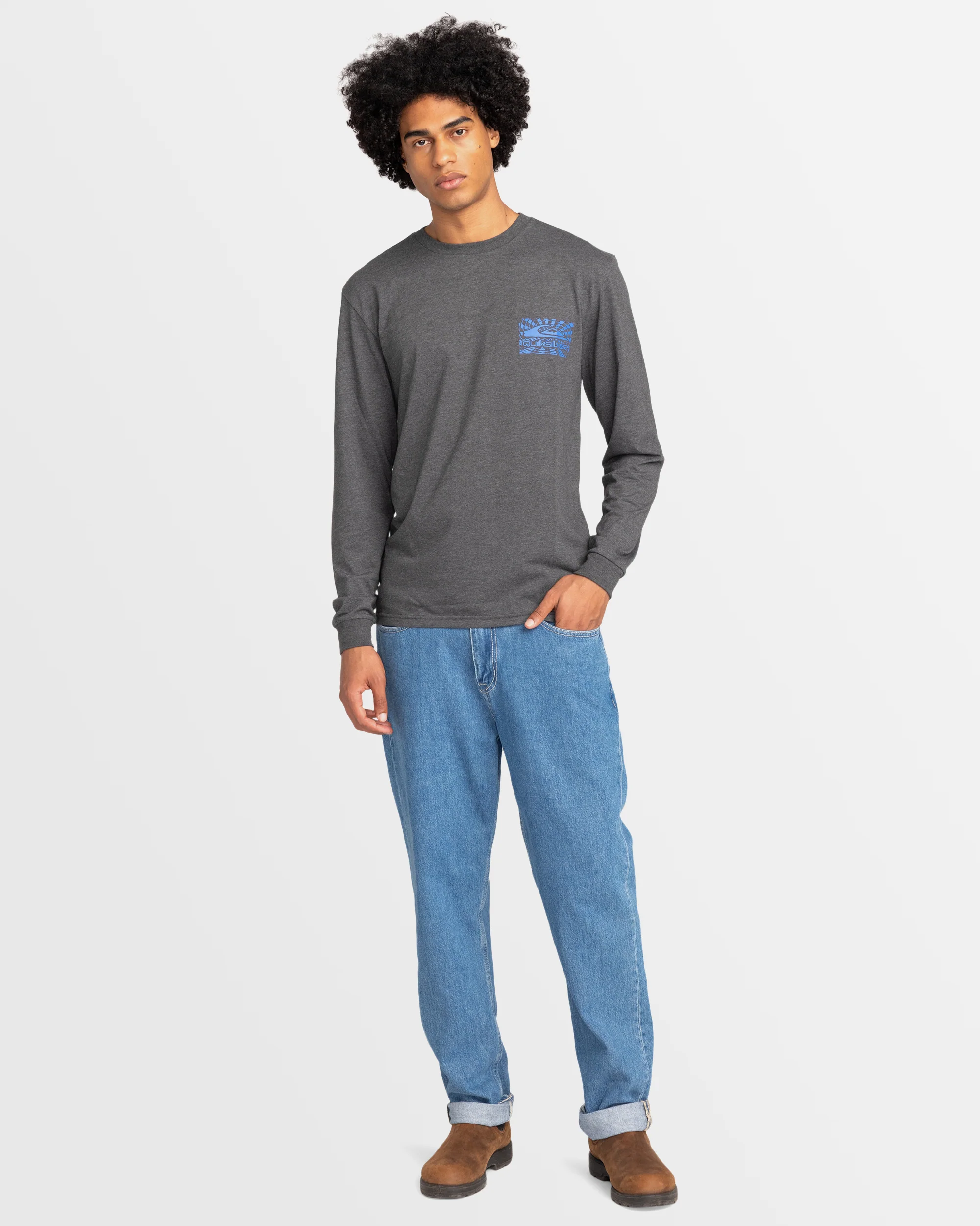 Mens Checker Mountain Long Sleeve T-Shirt - Image 5