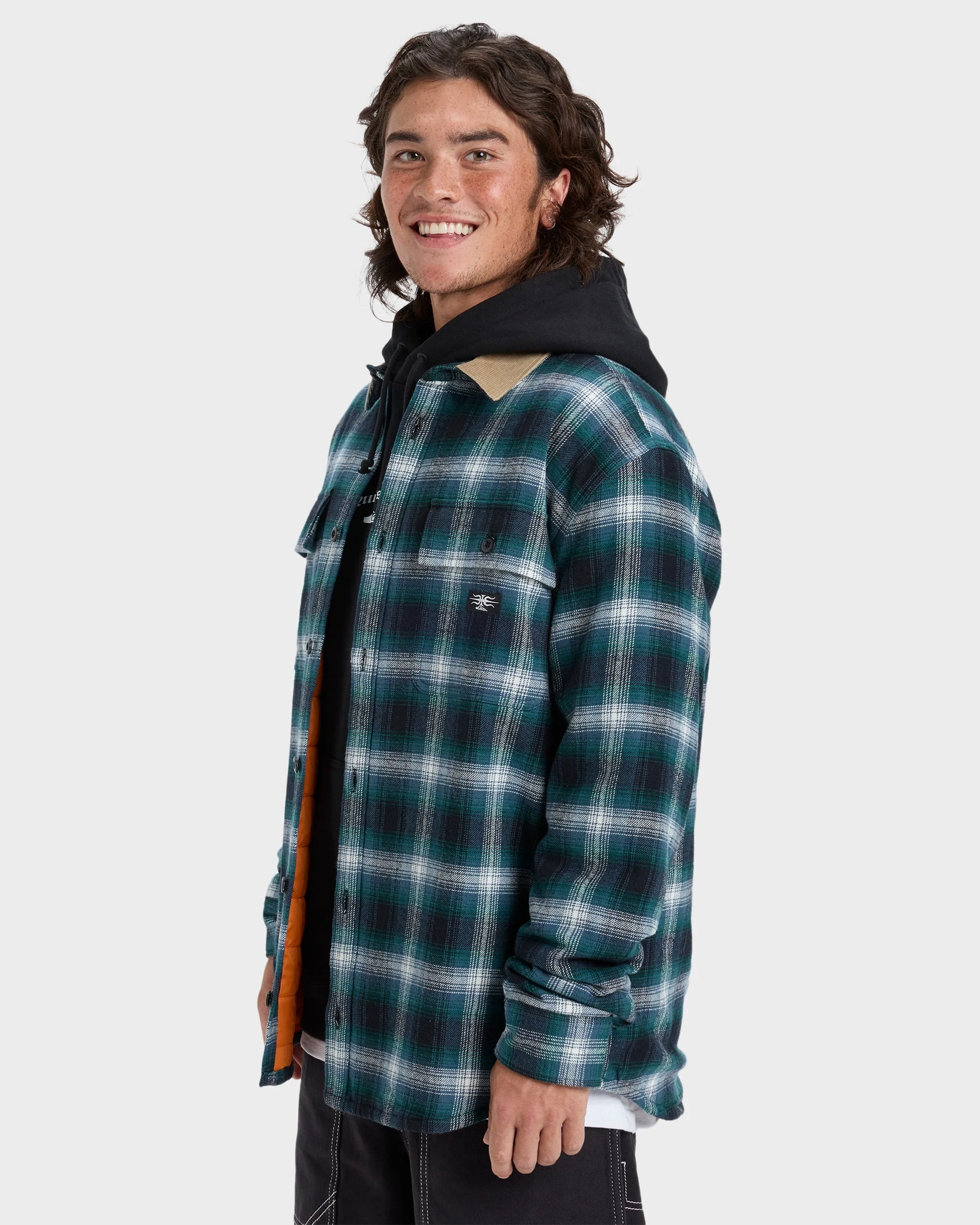 Mens Shadow Check Long Sleeve Shirt - Image 2