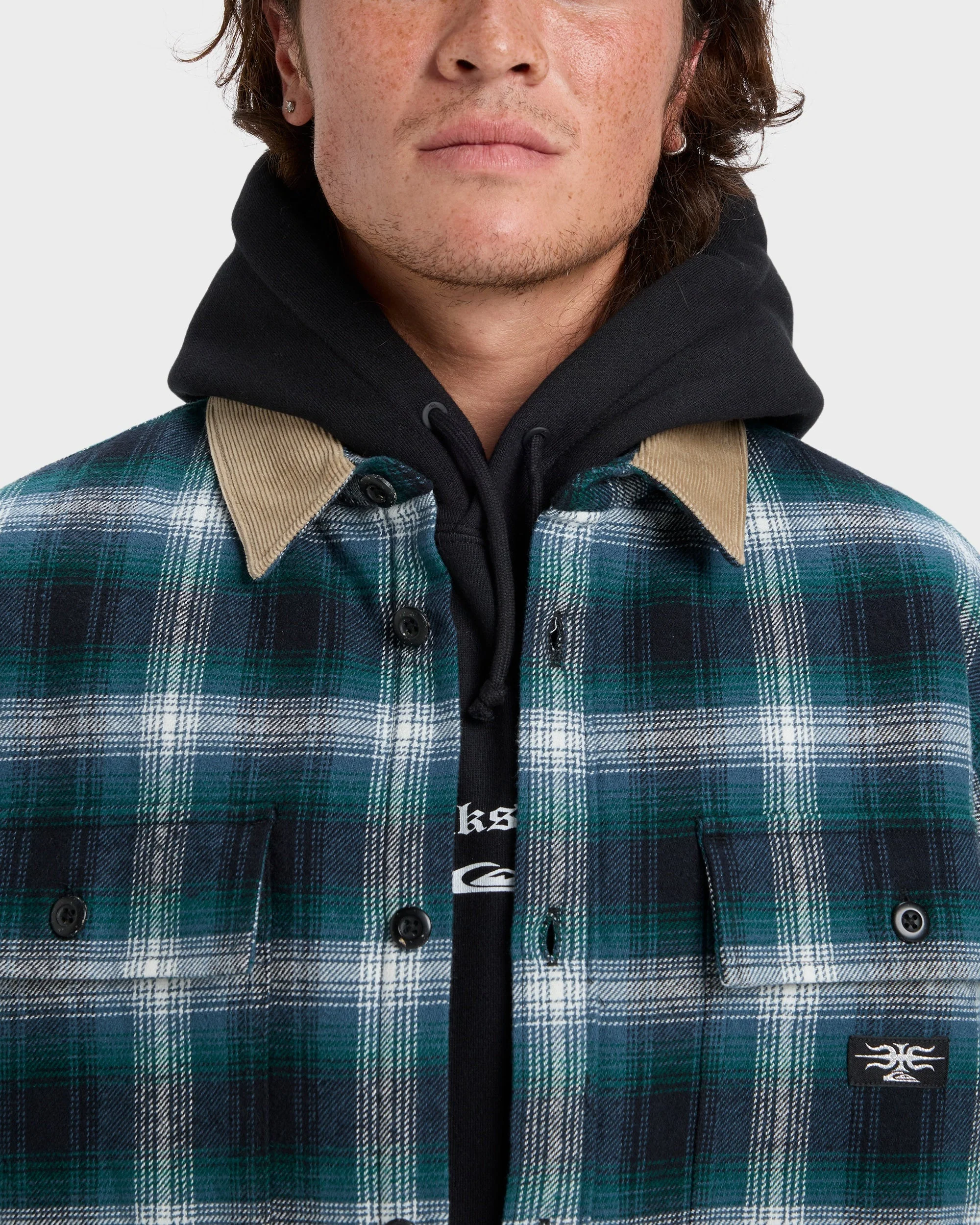 Mens Shadow Check Long Sleeve Shirt - Image 3