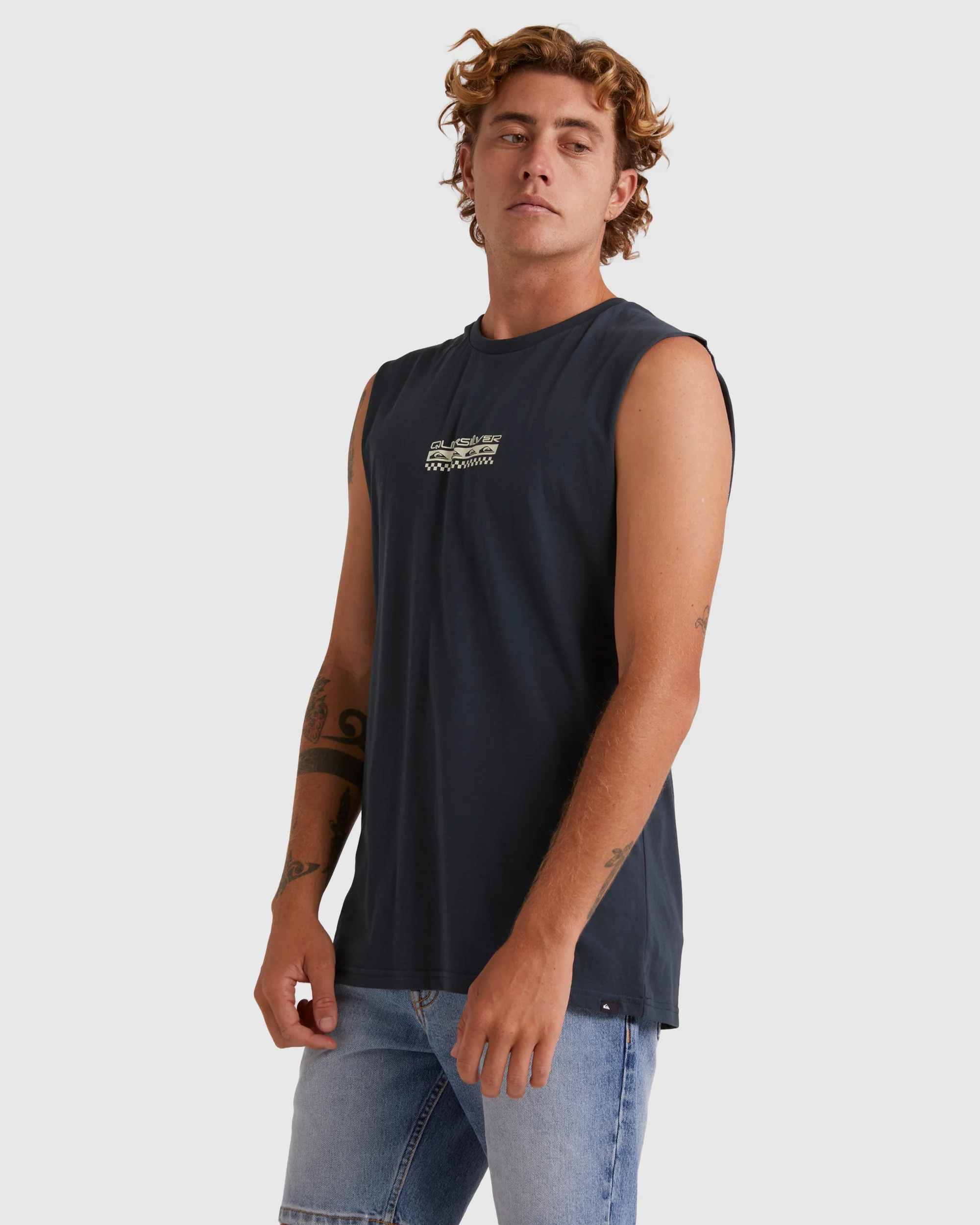 Mens Omni Check Turn Sleeveless Muscle T-Shirt - Image 2