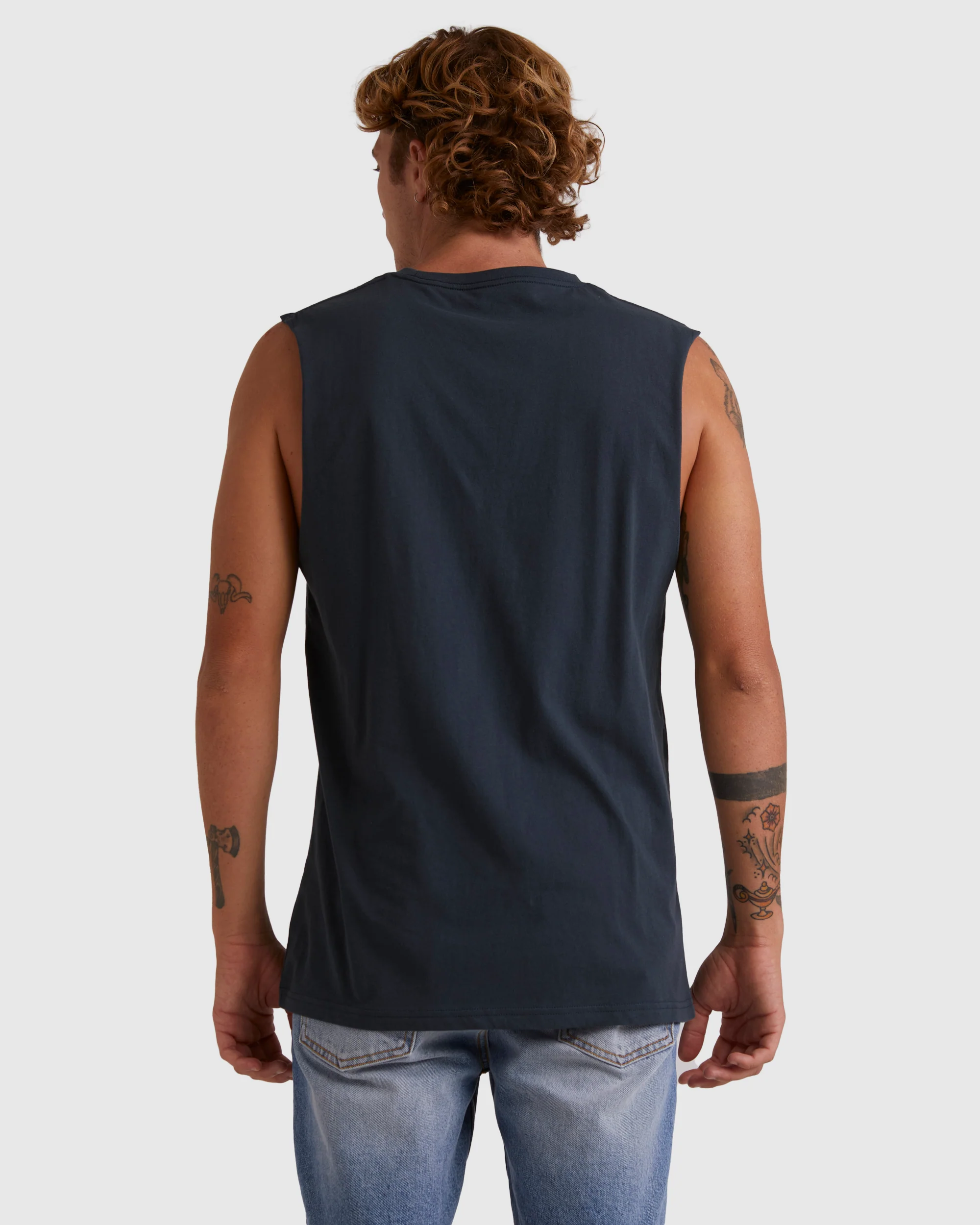 Mens Omni Check Turn Sleeveless Muscle T-Shirt - Image 3