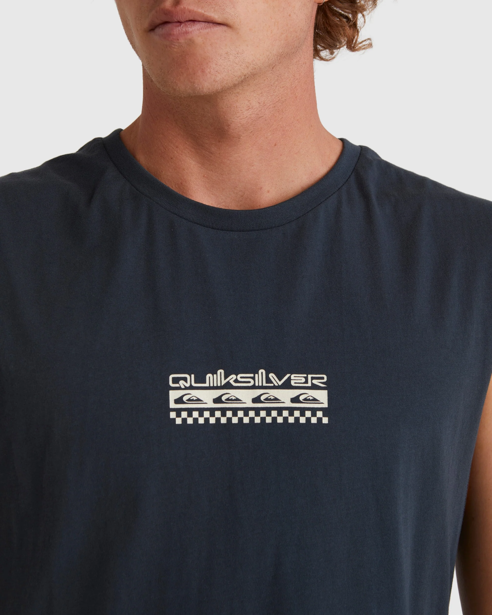 Mens Omni Check Turn Sleeveless Muscle T-Shirt - Image 4