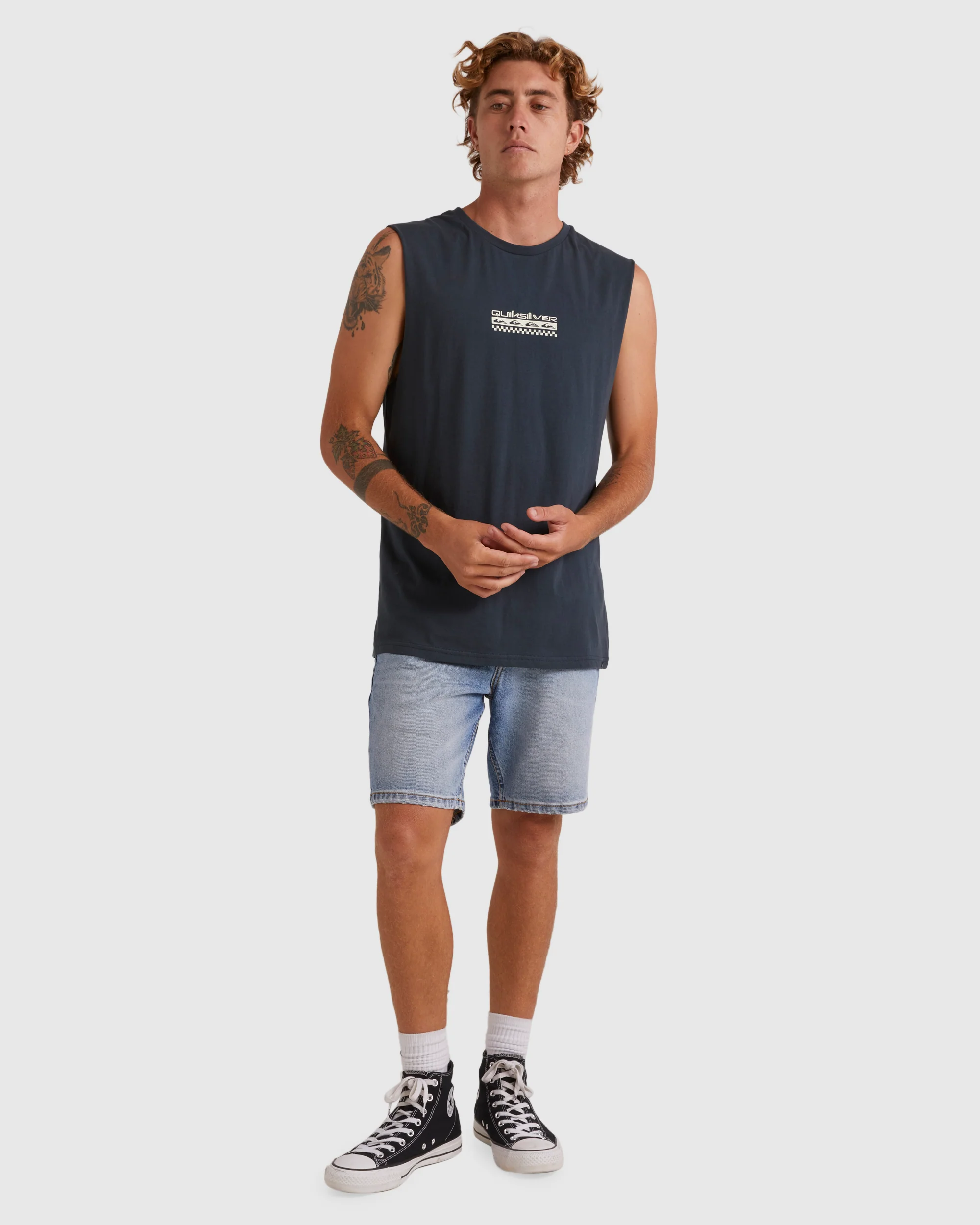 Mens Omni Check Turn Sleeveless Muscle T-Shirt - Image 5