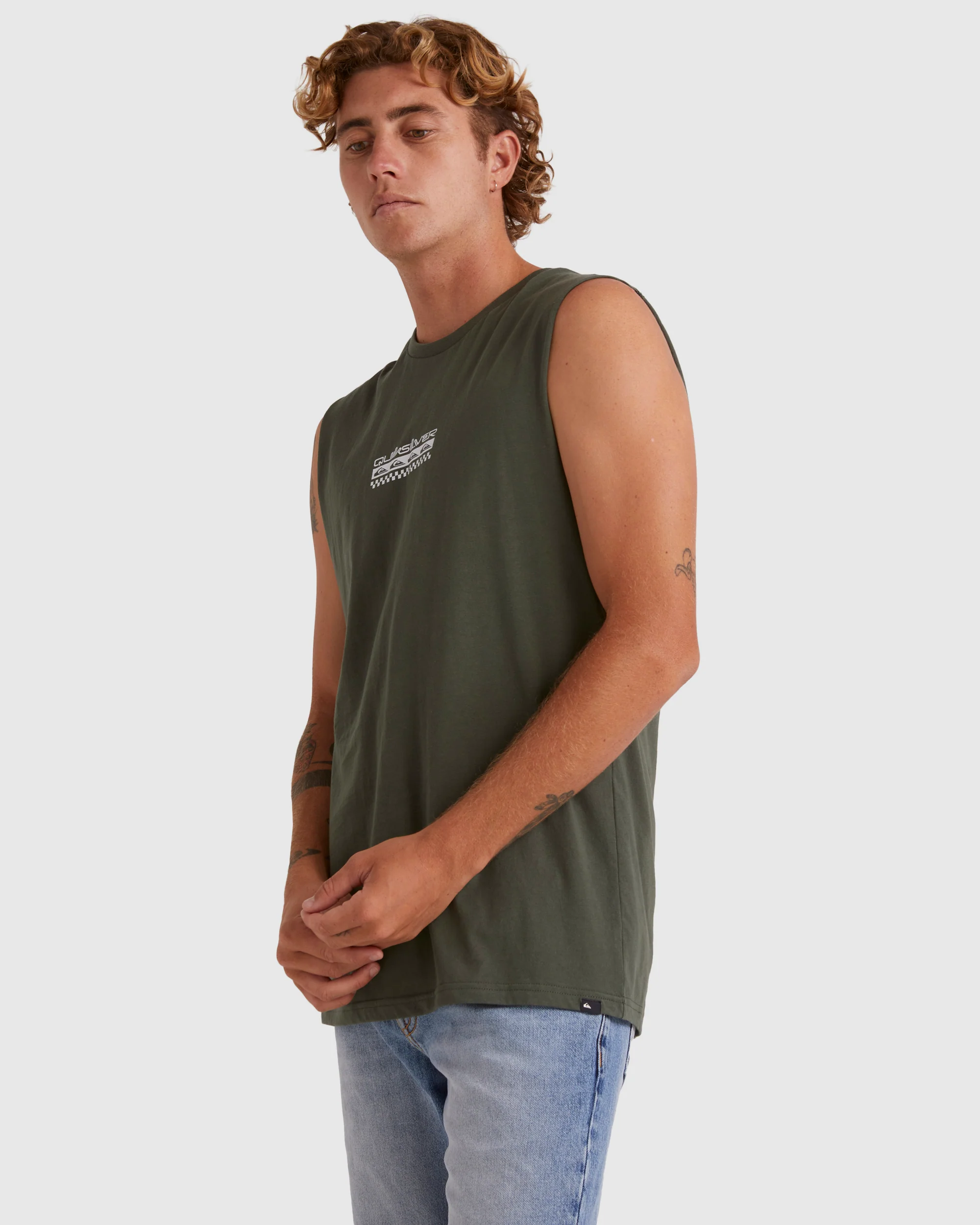 Mens Omni Check Turn Sleeveless Muscle T-Shirt - Image 2