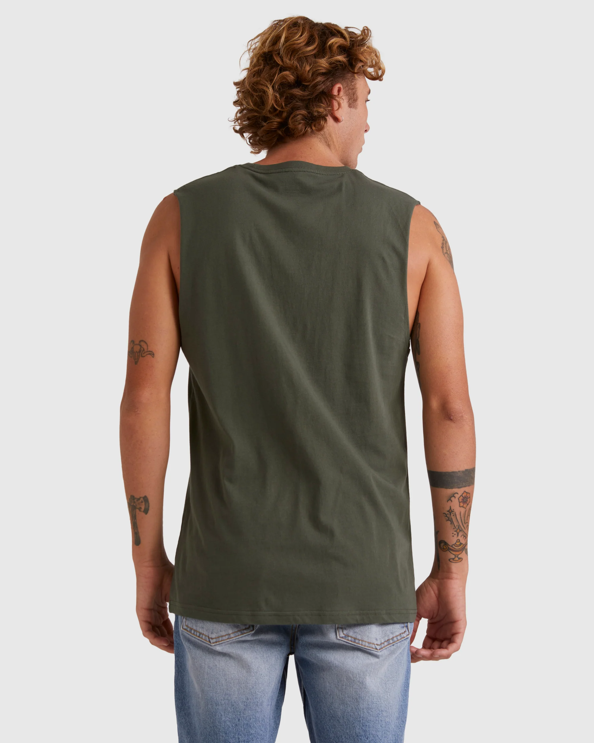 Mens Omni Check Turn Sleeveless Muscle T-Shirt - Image 3