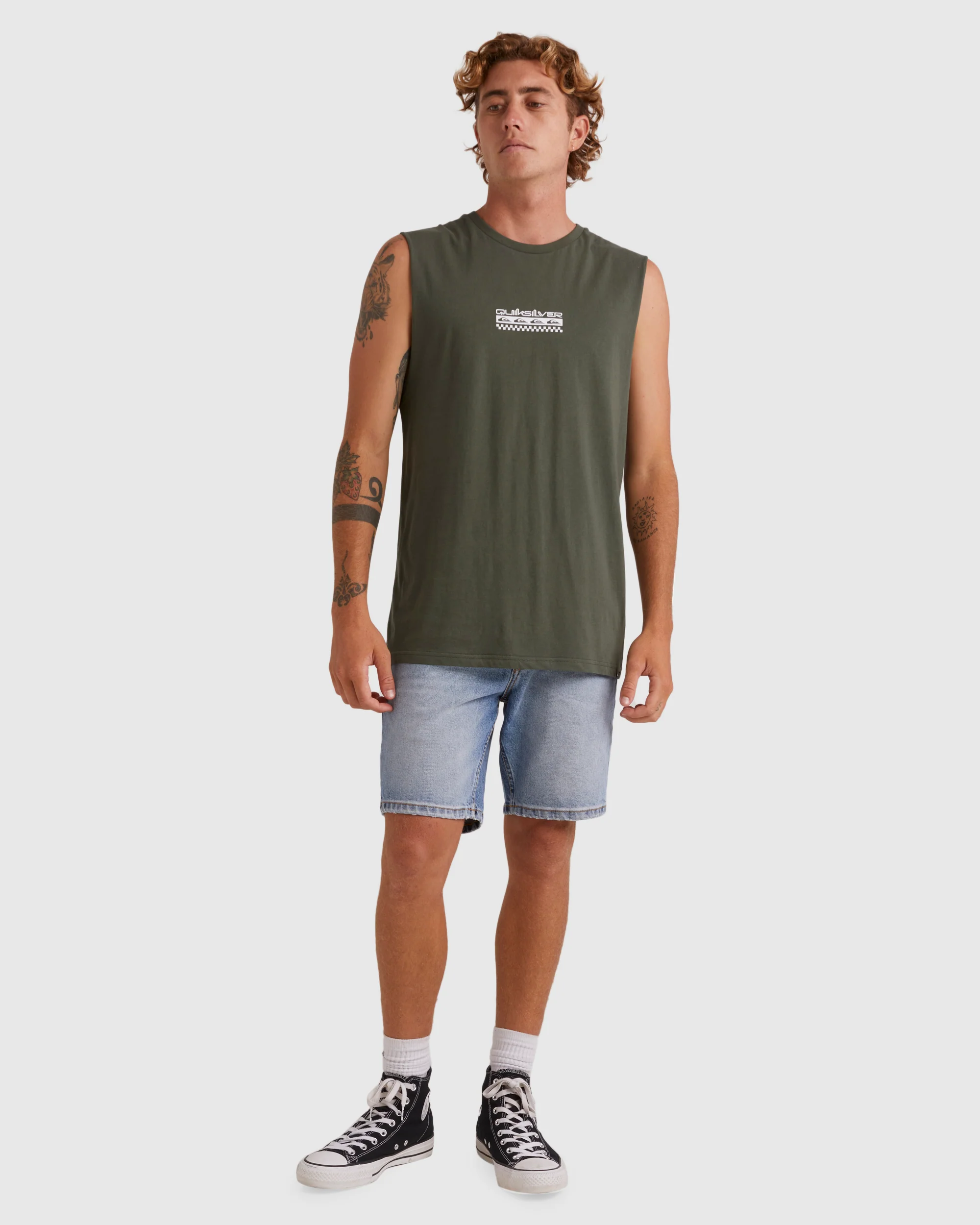 Mens Omni Check Turn Sleeveless Muscle T-Shirt - Image 5