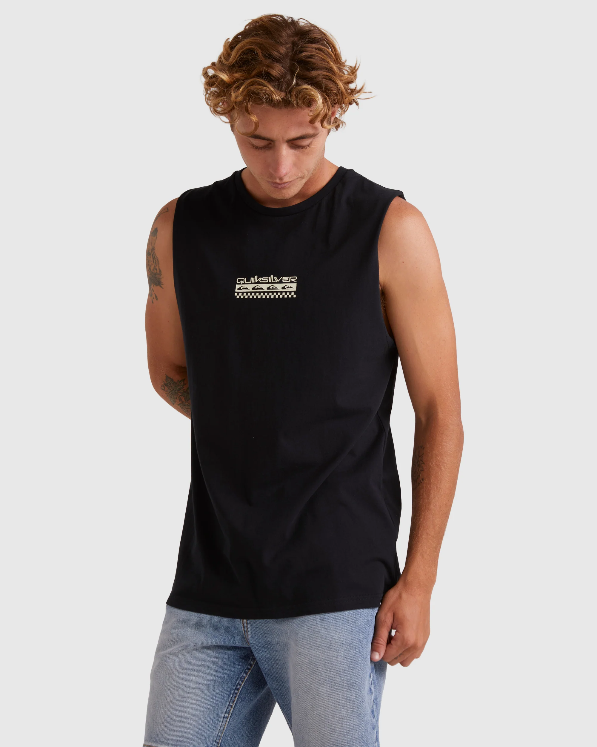 Mens Omni Check Turn Sleeveless Muscle T-Shirt - Image 2