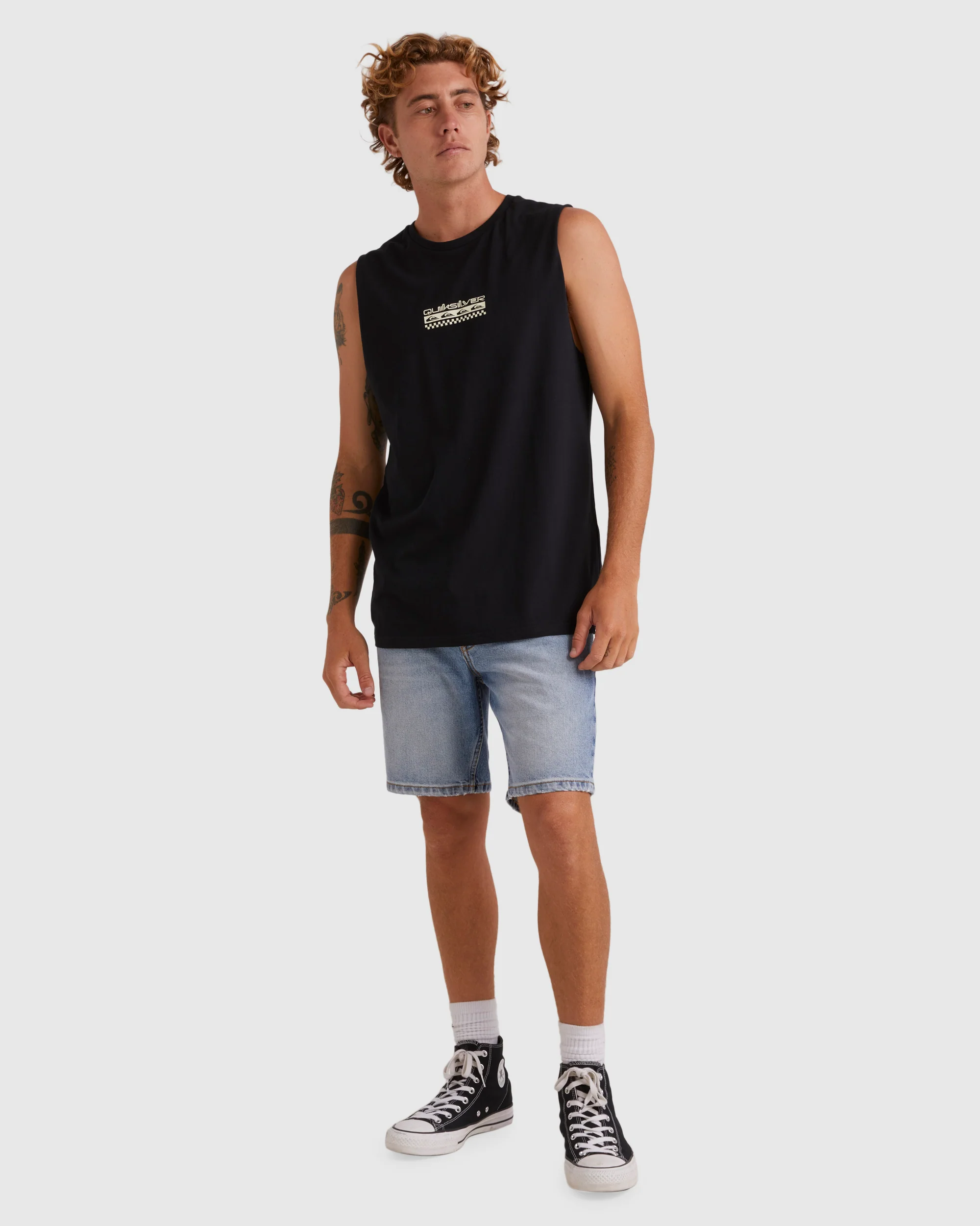 Mens Omni Check Turn Sleeveless Muscle T-Shirt - Image 5