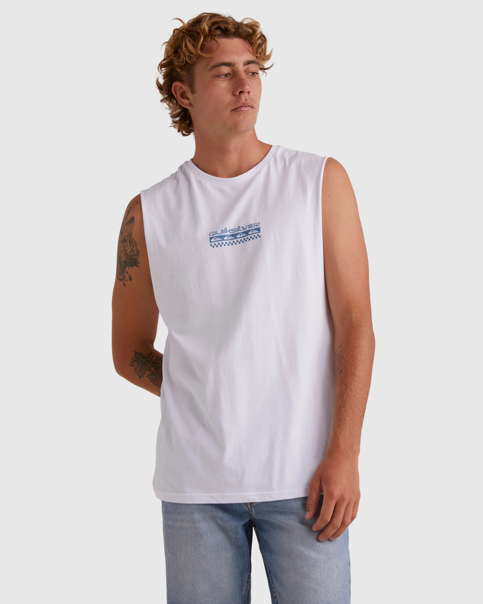 Mens Omni Check Turn Sleeveless Muscle T-Shirt