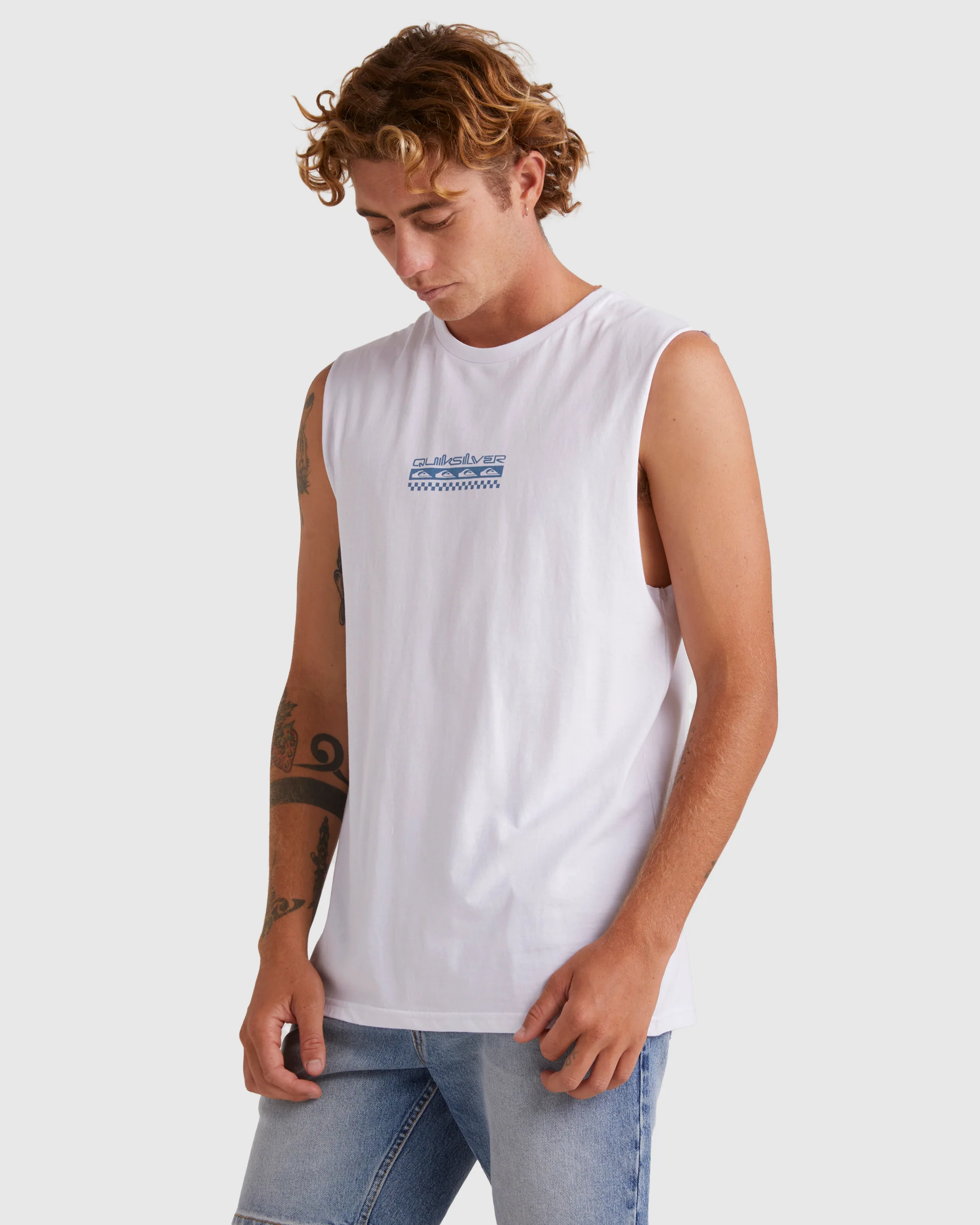 Mens Omni Check Turn Sleeveless Muscle T-Shirt - Image 2