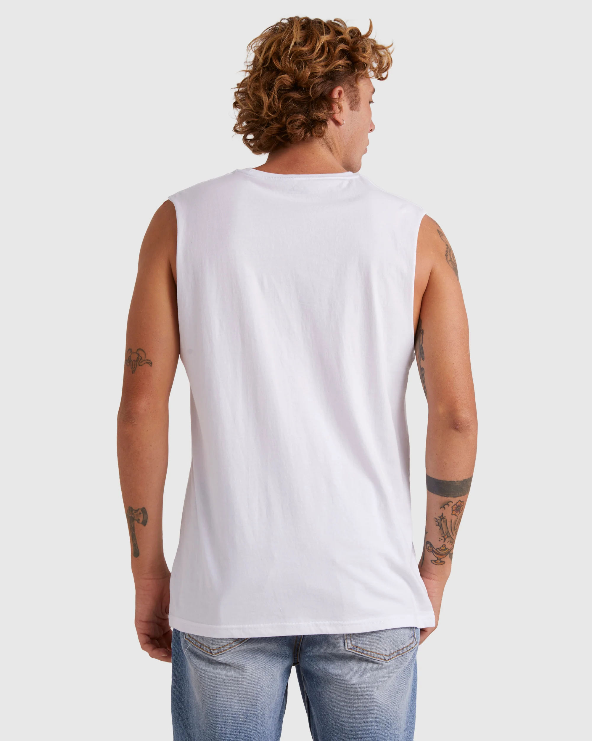 Mens Omni Check Turn Sleeveless Muscle T-Shirt - Image 3