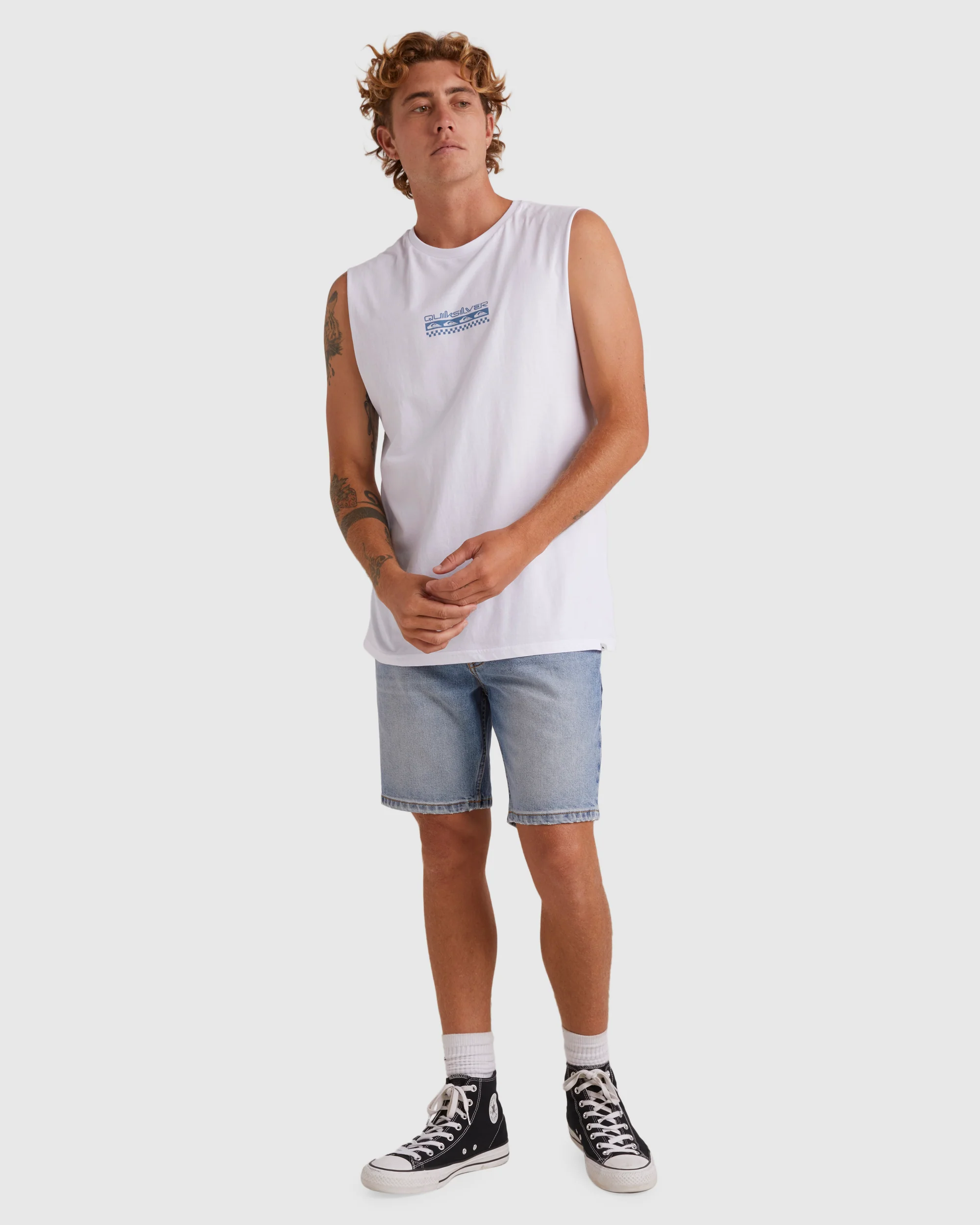 Mens Omni Check Turn Sleeveless Muscle T-Shirt - Image 5