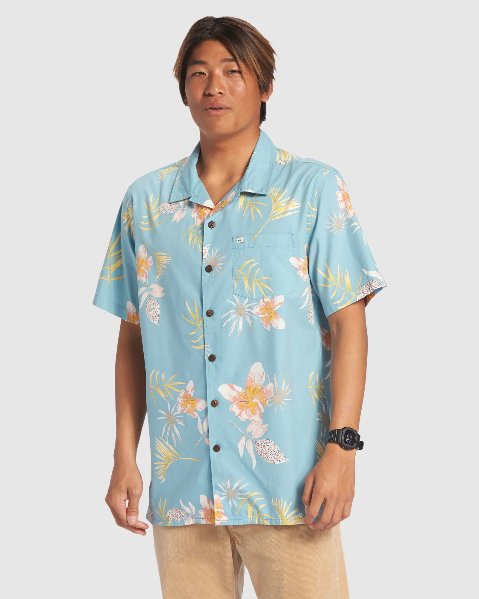 Mens Tropical Floral Short Sleeve Shirt - Image 2