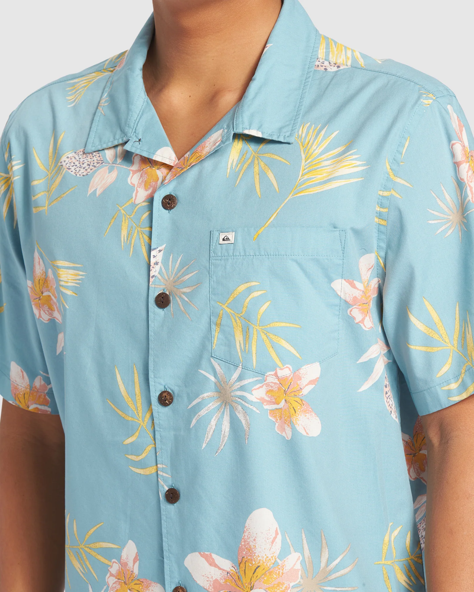 Mens Tropical Floral Short Sleeve Shirt - Image 4