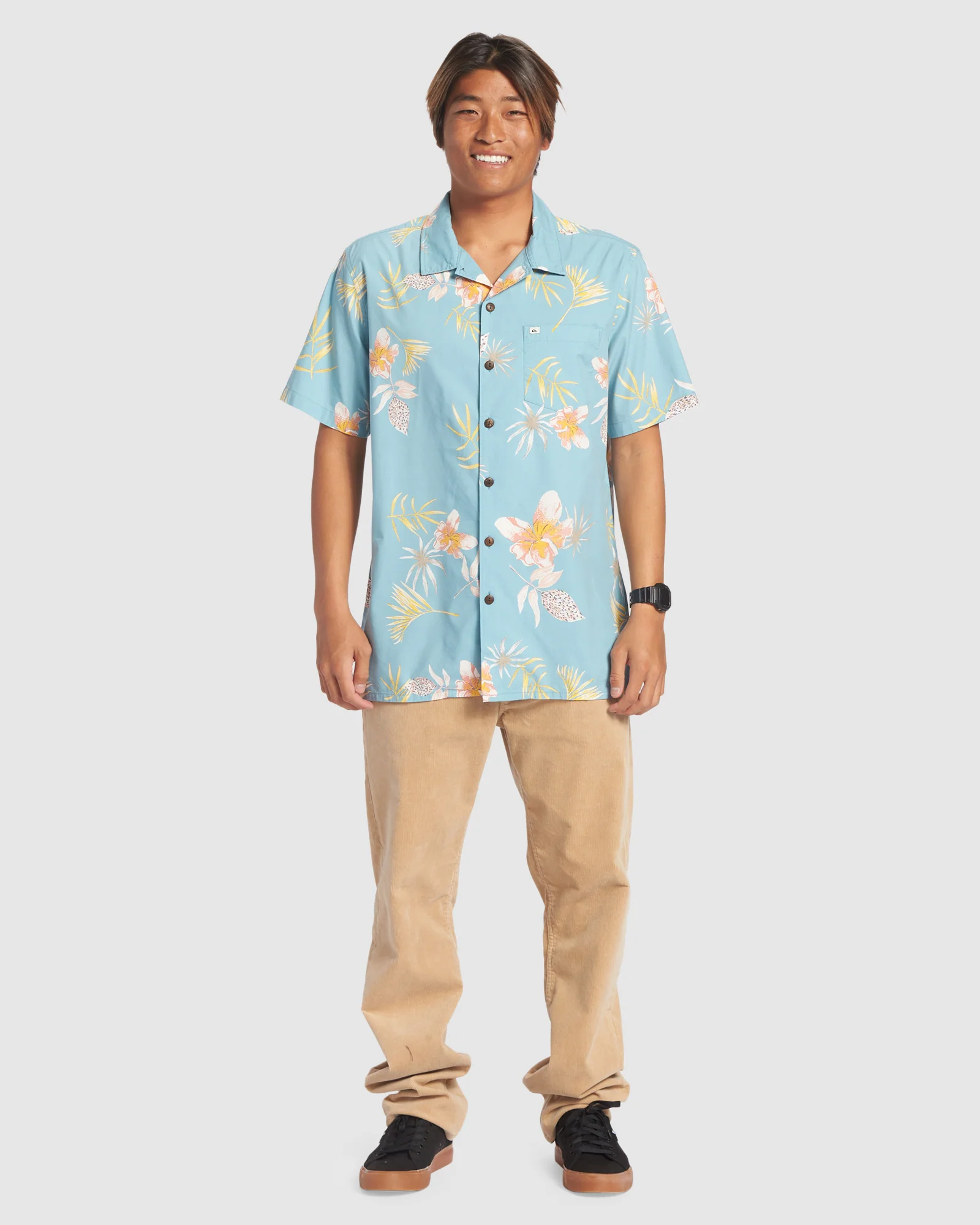 Mens Tropical Floral Short Sleeve Shirt - Image 5
