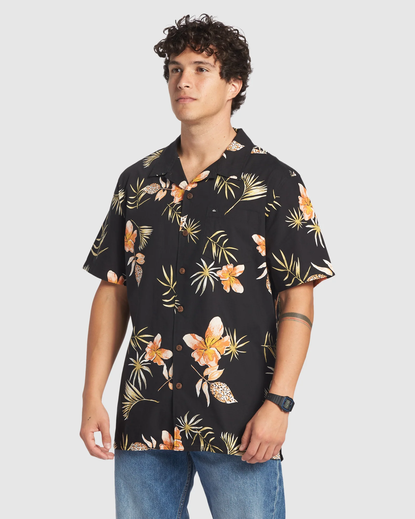 Mens Tropical Floral Short Sleeve Shirt - Image 2