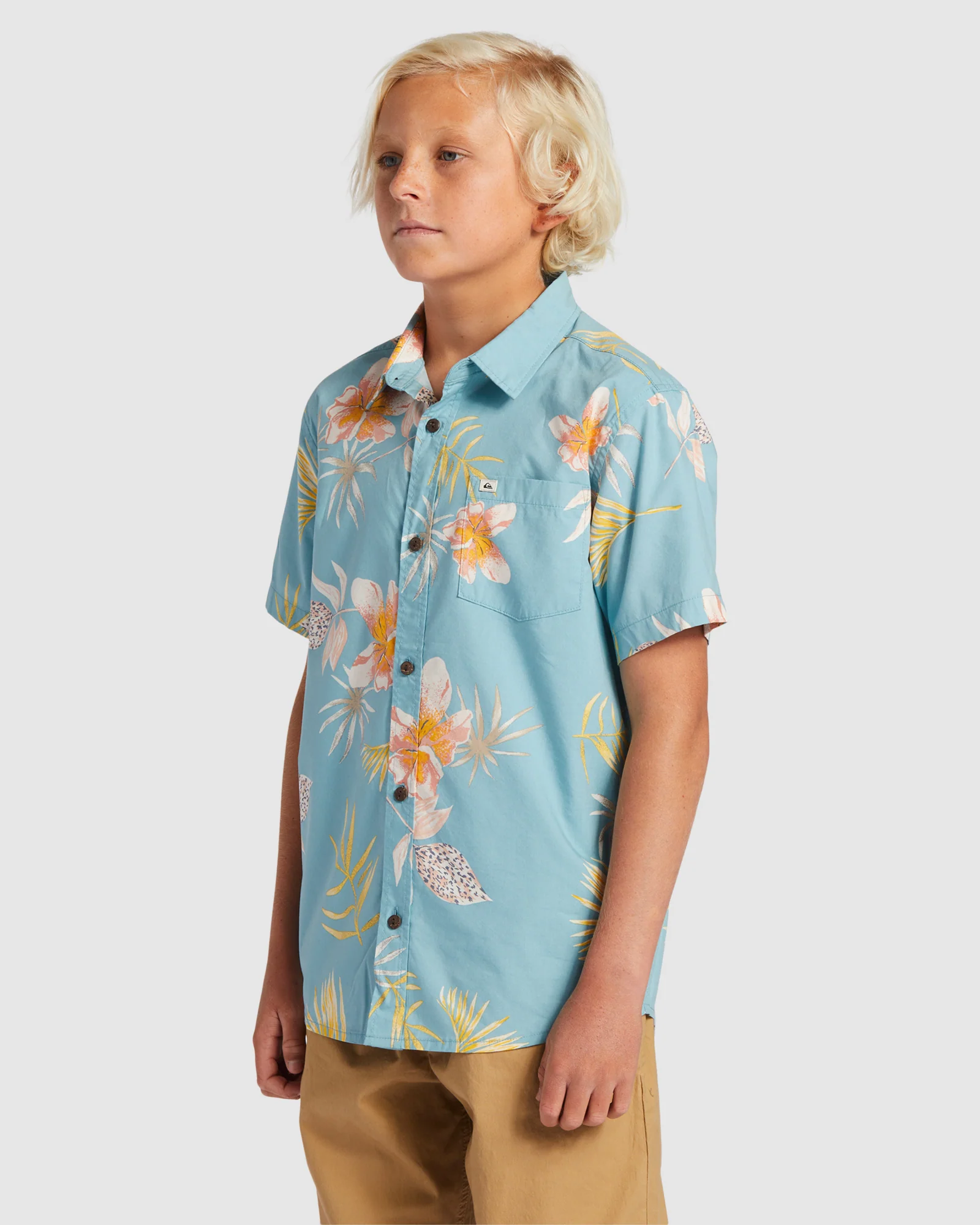 Boys 8-16 Tropical Floral Short Sleeve Shirt - Image 2