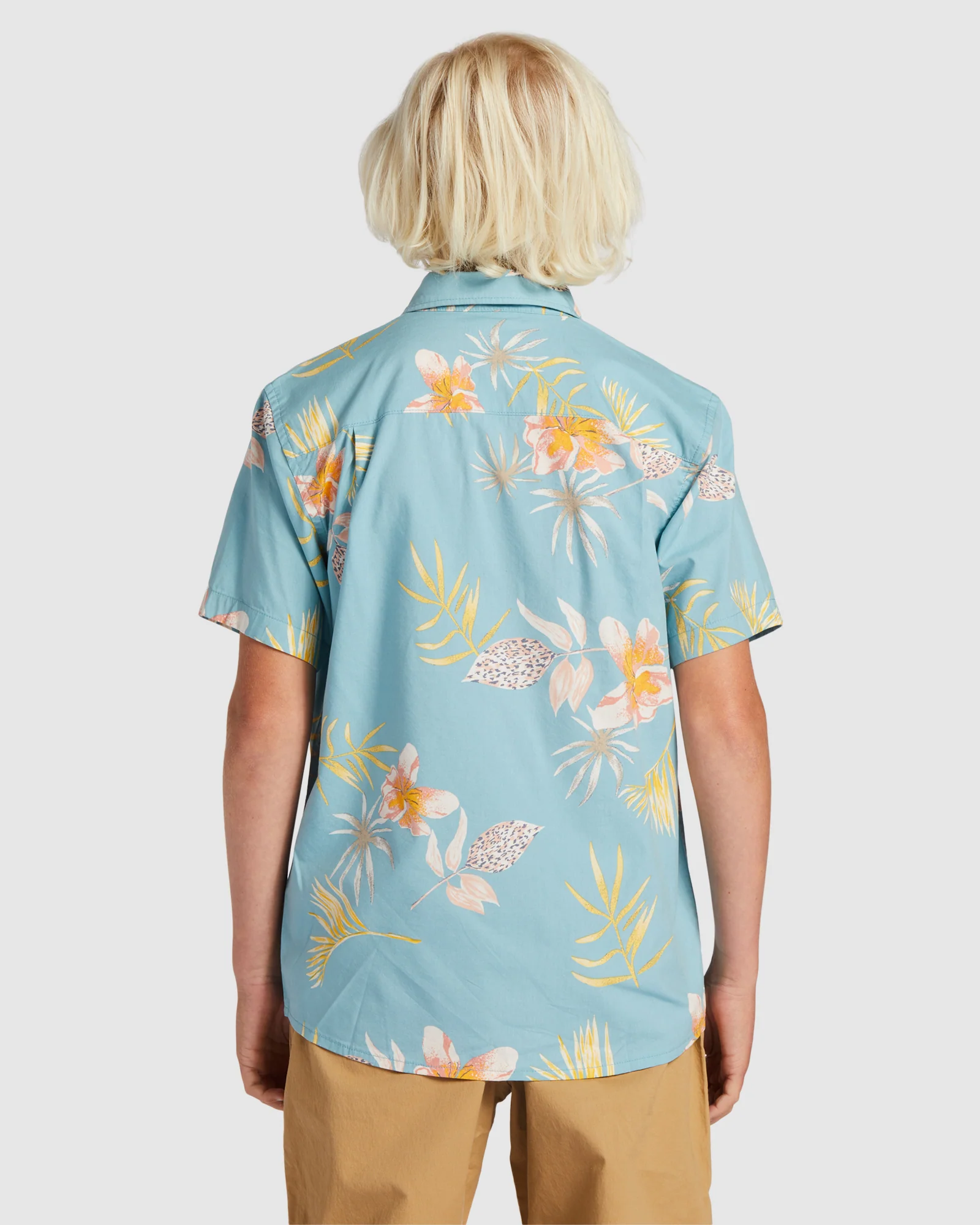 Boys 8-16 Tropical Floral Short Sleeve Shirt - Image 3