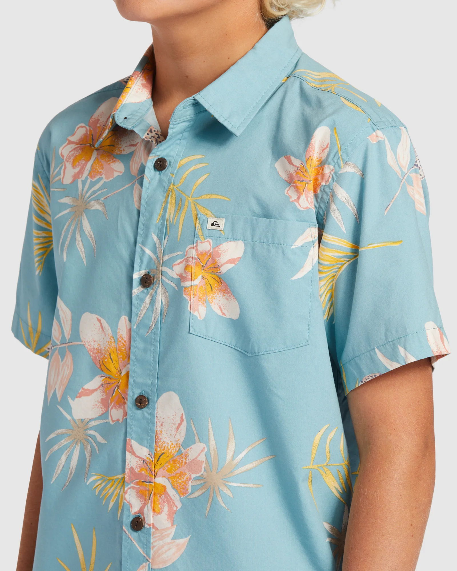 Boys 8-16 Tropical Floral Short Sleeve Shirt - Image 4